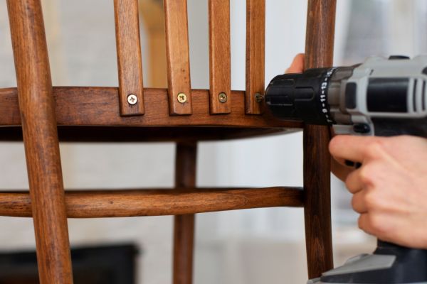 Repairing chair with drill